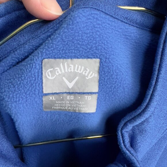 Callaway Mens Pullover Sweatshirt Jacket 1/4 Zip XL Extra Large Solid Blue Polye - Picture 5 of 10